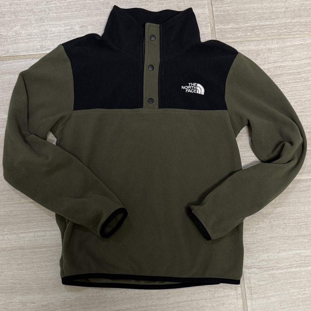 The North Face Men's Green and Black Zip-Up Sweater